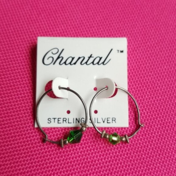 Chantal Jewelry - TWO ITEMS: Vintage Fashion Earrings & Necklace in Green